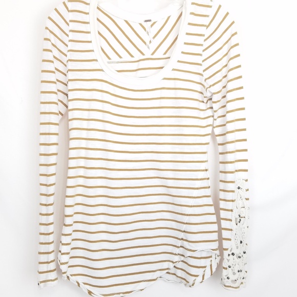 Free People Hard Candy Stripe Cuff Top Small - Picture 1 of 7
